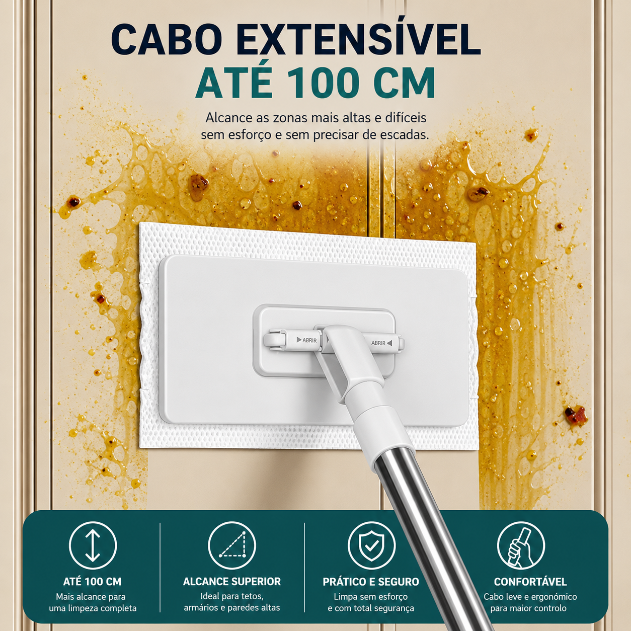 Esfregona descartável com 4 panos reutilizáveis