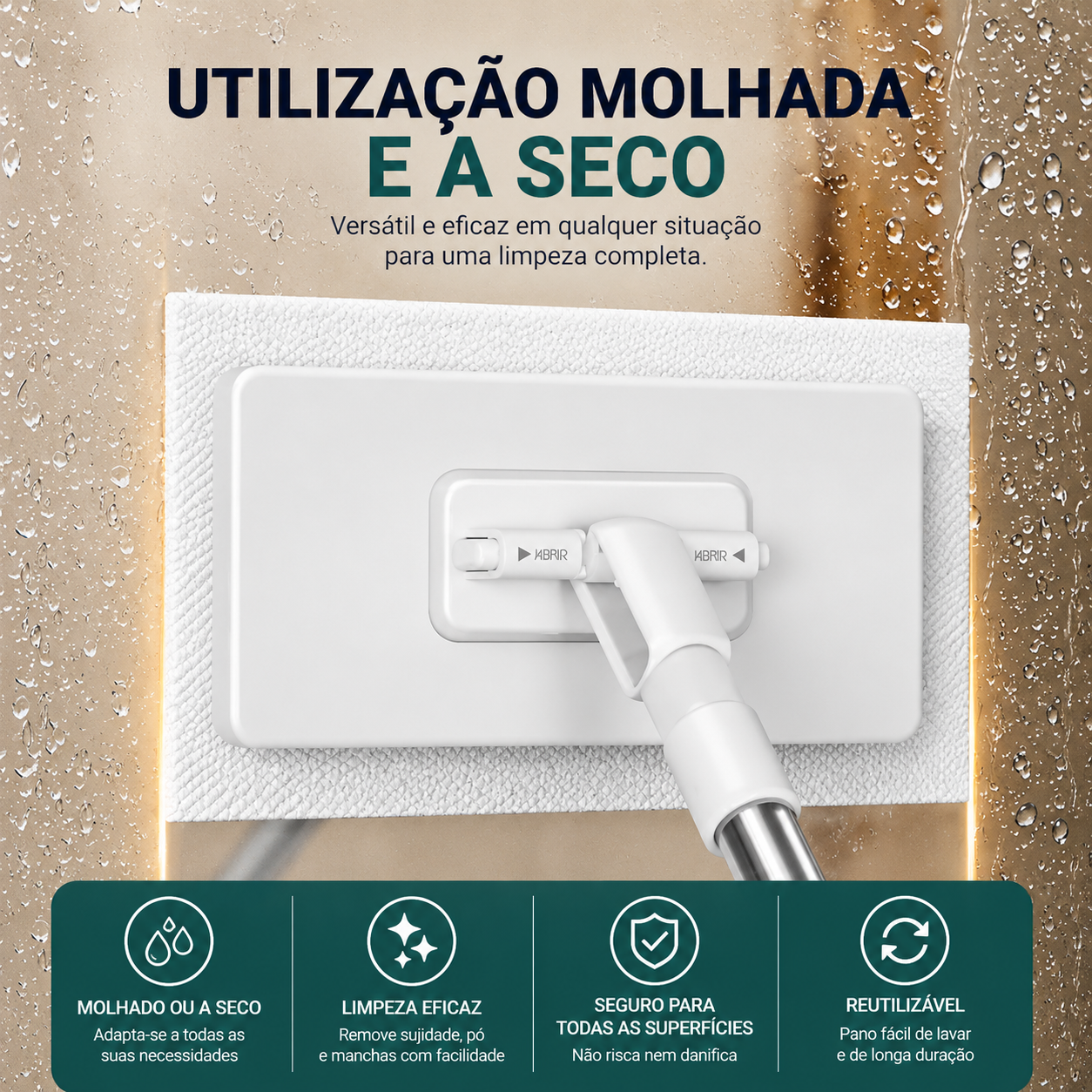 Esfregona descartável com 4 panos reutilizáveis