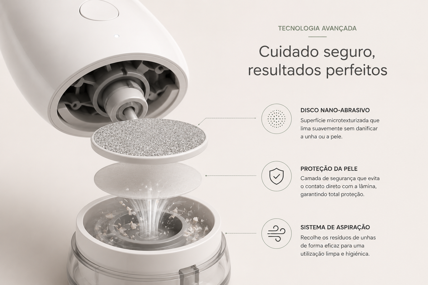 Cortador de unhas elétrico profissional com luz LED para toda a família