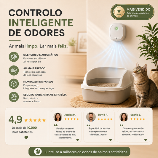 Eliminador Inteligente e Silencioso de Odores de Animais de Estimação