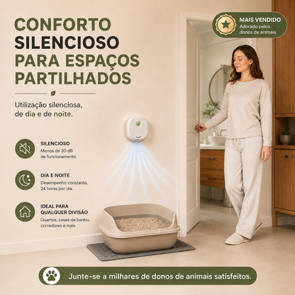 Eliminador Inteligente e Silencioso de Odores de Animais de Estimação