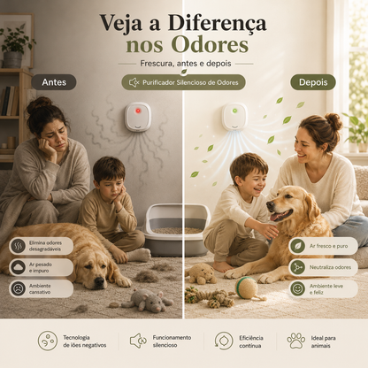 Eliminador Inteligente e Silencioso de Odores de Animais de Estimação